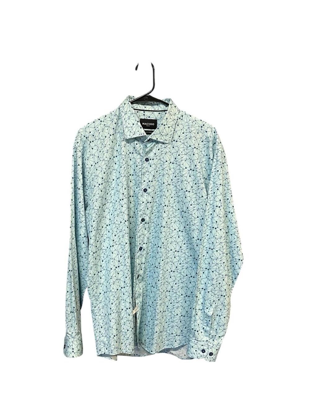 Maceoo Paris shirt men XL blue cotton designer Luxor web spread planet raw